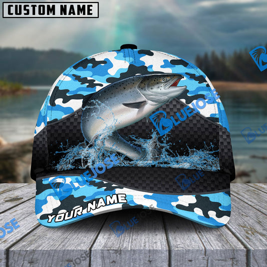 Frenzidea Personalized Salmon Fishing Blue Camo Sport Classic Cap