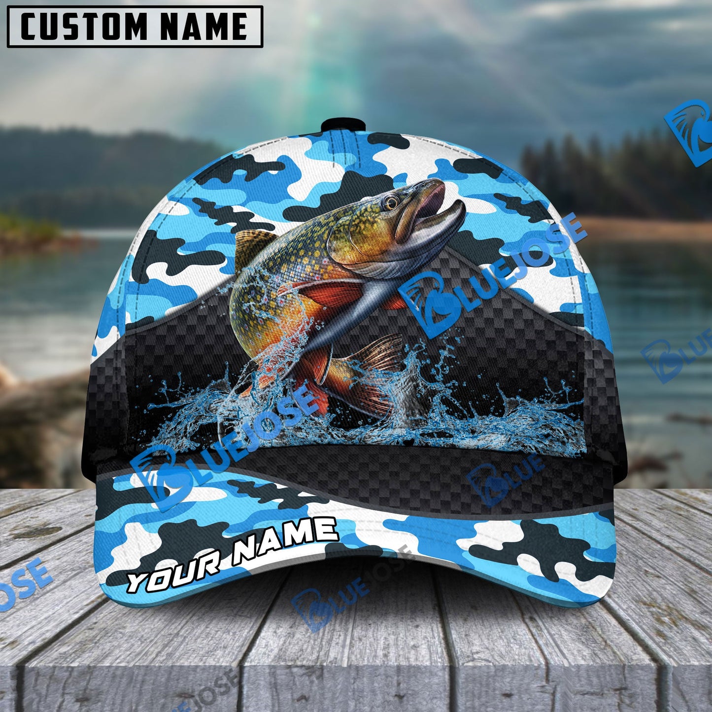 Frenzidea Personalized Trout Fishing Blue Camo Sport Classic Cap