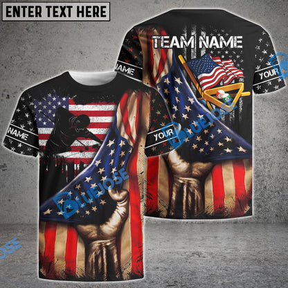 Frenzidea Billiards American Flag Player Personalized Name, Team Name Shirt