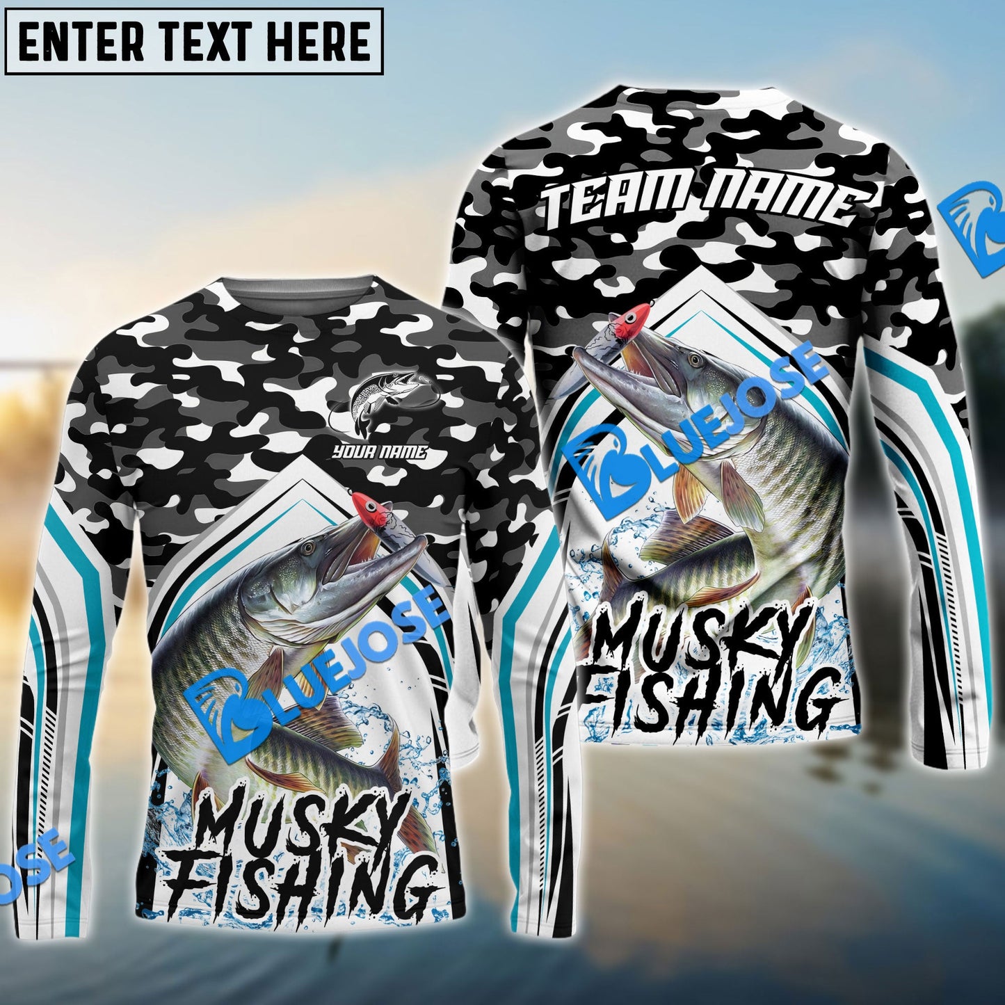 Frenzidea Salmon Fishing Black Camo Sport Custom Name & Team Name 3D Shirts