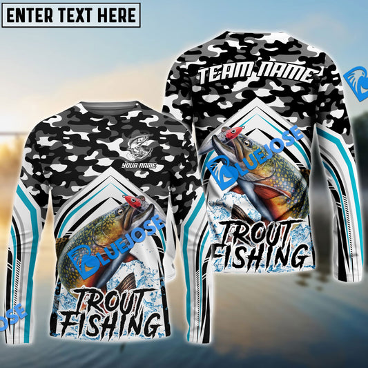 Frenzidea Trout Fishing Black Camo Sport Custom Name & Team Name 3D Shirts