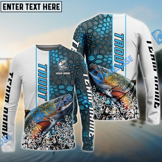 Frenzidea Trout Fishing Blue Fin Bling Camo Sport Custom Name & Team Name 3D Shirts