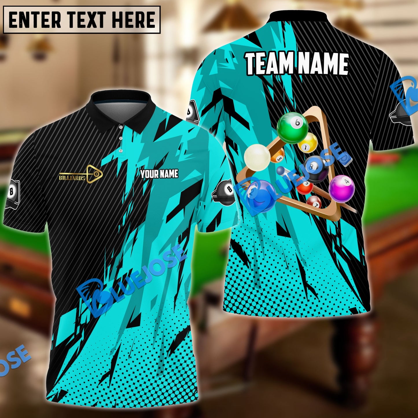 Frenzidea Billiards Ball 8 Champion Personalized Name, Team Name Unisex Shirt ( 6 Colors )