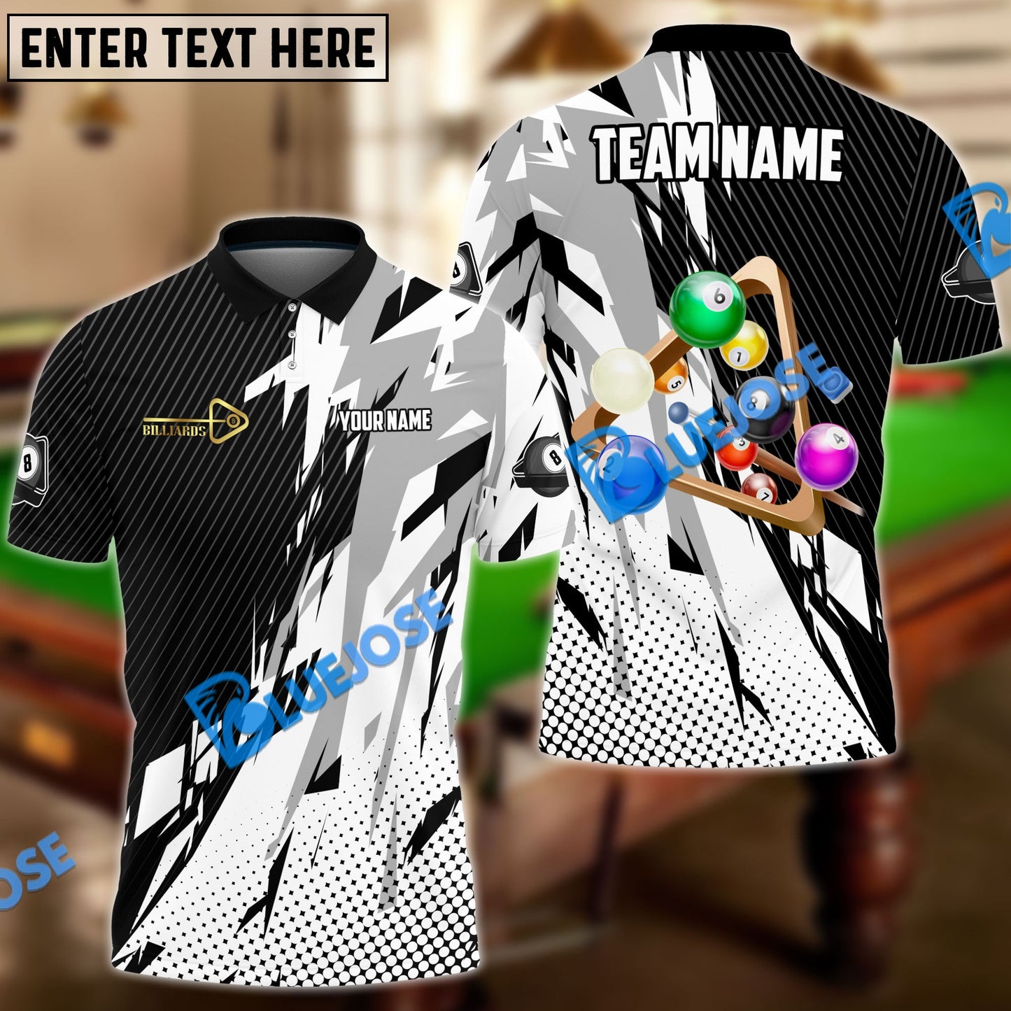 Frenzidea Billiards Ball 8 Champion Personalized Name, Team Name Unisex Shirt ( 6 Colors )