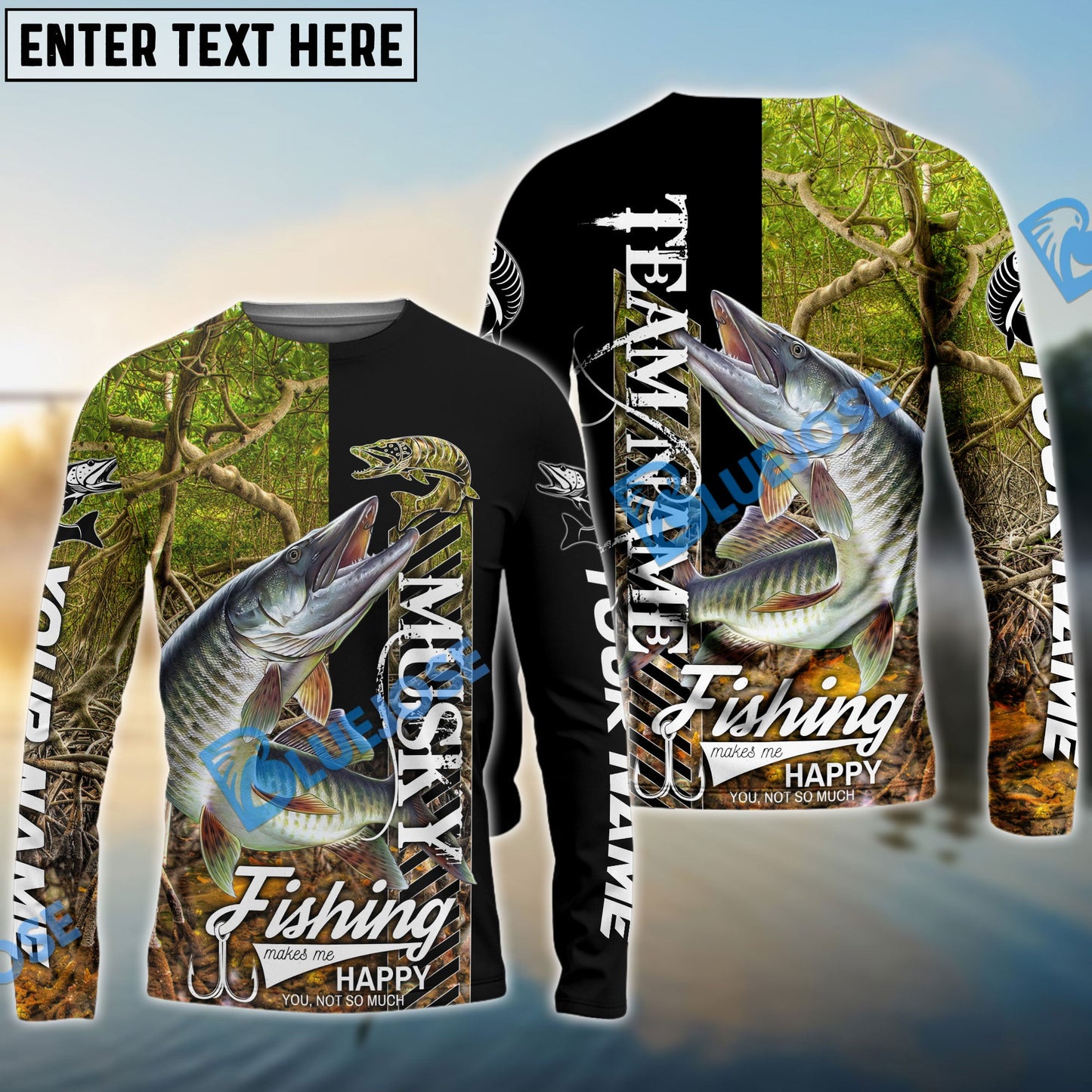 Frenzidea Musky Fishing Jungle Camo Custom Name & Team Name 3D Shirts
