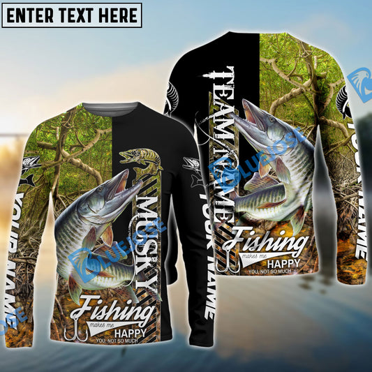 Frenzidea Musky Fishing Jungle Camo Custom Name & Team Name 3D Shirts