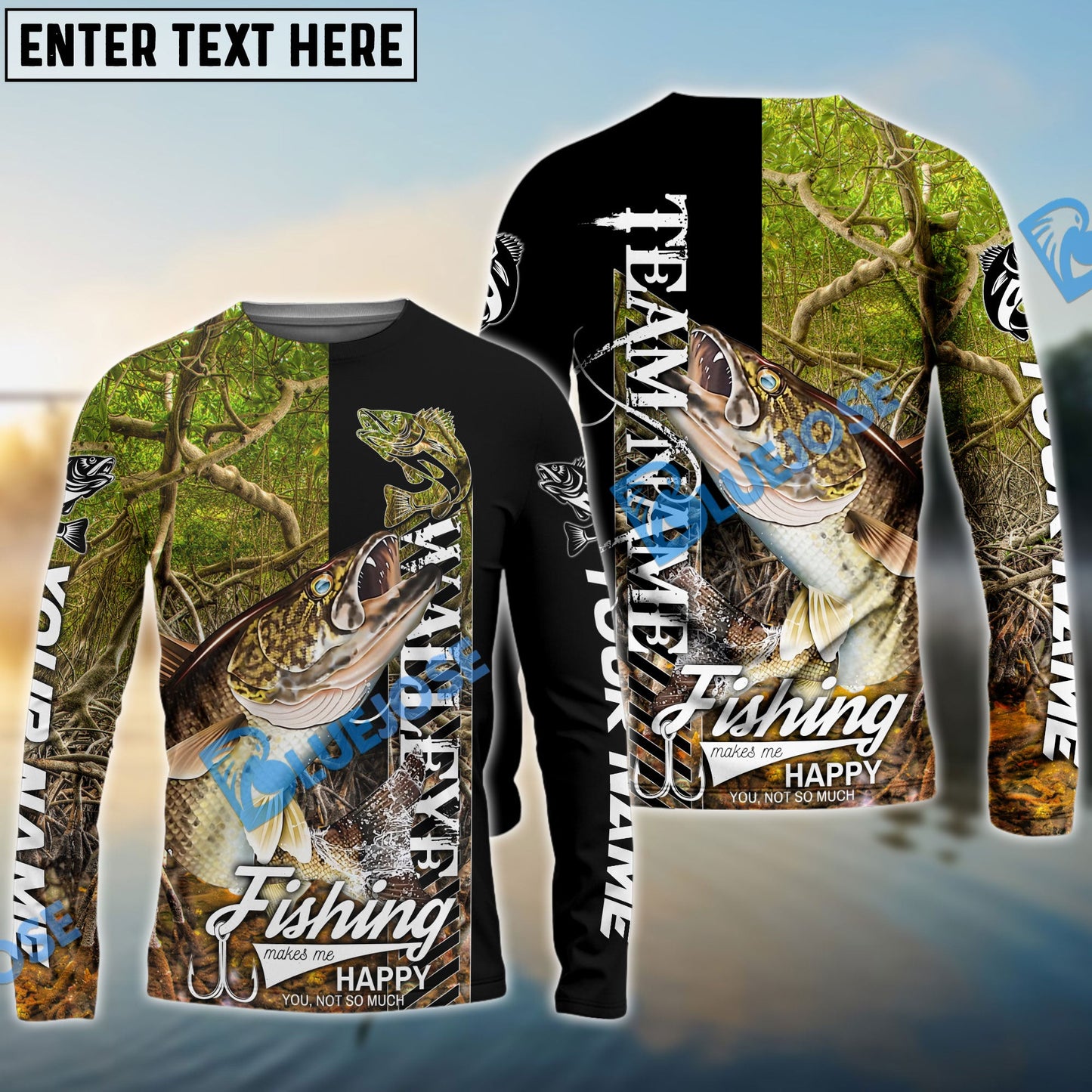 Frenzidea Walleye Fishing Jungle Camo Custom Name & Team Name 3D Shirts
