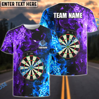 Frenzidea Darts Two Sides Flame  Personalized Name, Team Name 3D Shirt (4 Colors)