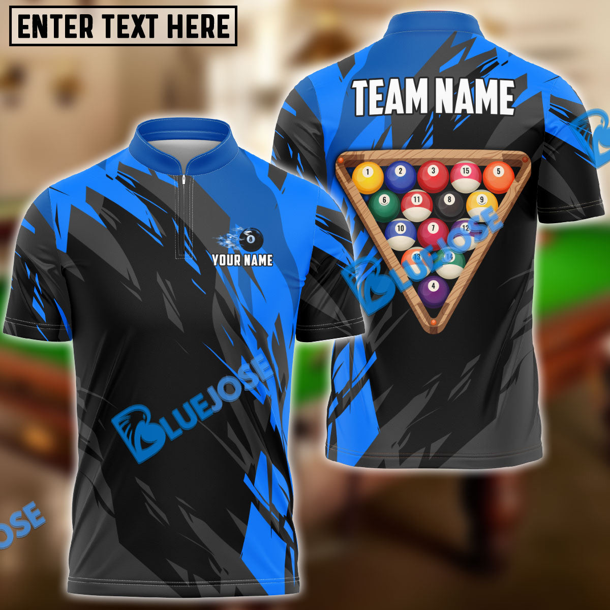 Frenzidea Billiards Ball 8 Victory Rack  Personalized Name, Team Name Unisex Shirt ( 6 Colors )