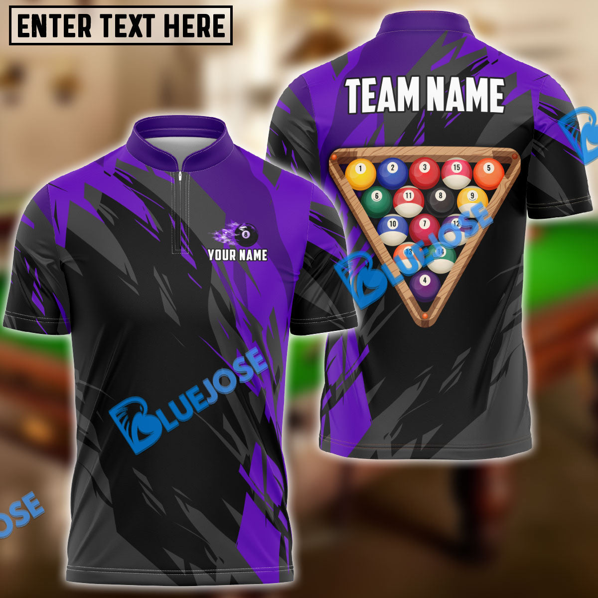 Frenzidea Billiards Ball 8 Victory Rack  Personalized Name, Team Name Unisex Shirt ( 6 Colors )