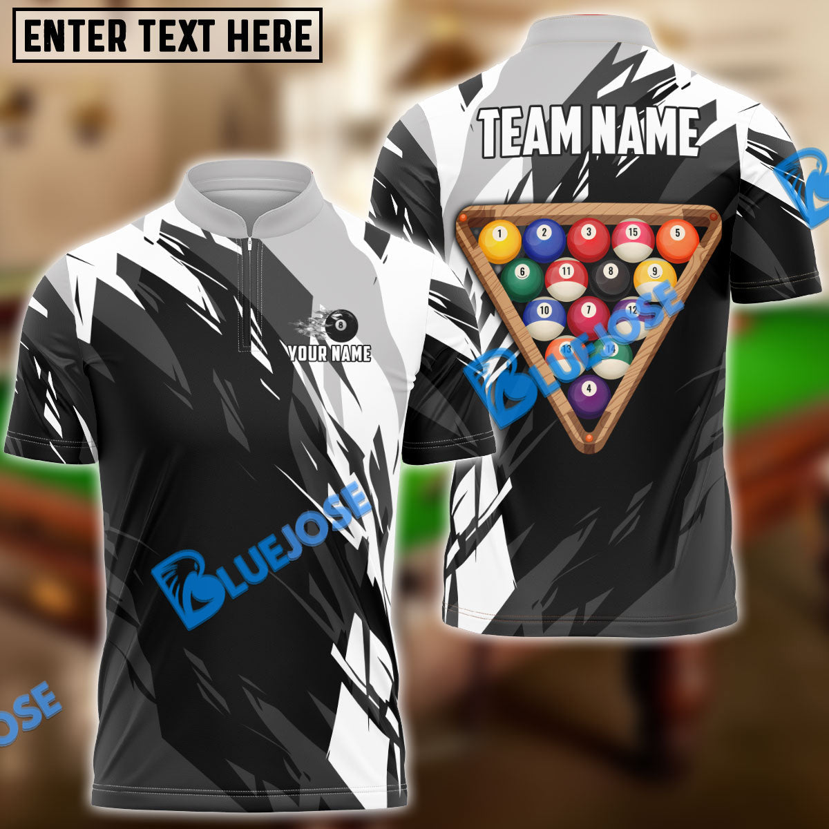 Frenzidea Billiards Ball 8 Victory Rack  Personalized Name, Team Name Unisex Shirt ( 6 Colors )
