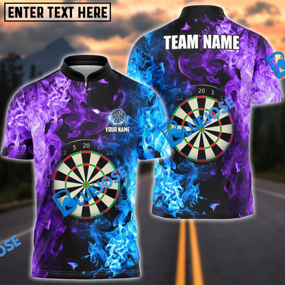 Frenzidea Darts Two Sides Flame  Personalized Name, Team Name 3D Shirt (4 Colors)
