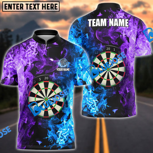 Frenzidea Darts Two Sides Flame  Personalized Name, Team Name 3D Shirt (4 Colors)
