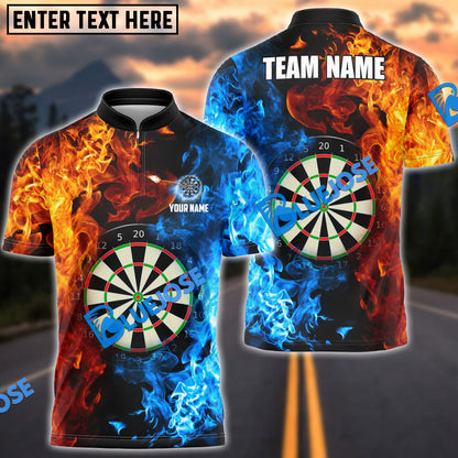 Frenzidea Darts Two Sides Flame  Personalized Name, Team Name 3D Shirt (4 Colors)