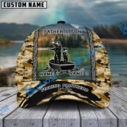 Frenzidea Personalized Father And Son Fishing Partners For Life Camo Classic Cap ( 6 Colors )