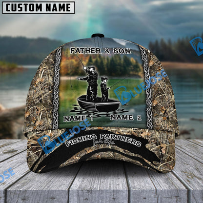 Frenzidea Personalized Father And Son Fishing Partners For Life Camo Classic Cap ( 6 Colors )