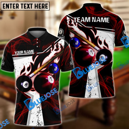 frenzidea Billiards Ball 8 Dark Flame Stroke Personalized Name, Team Name Unisex Shirt ( 6 Colors )