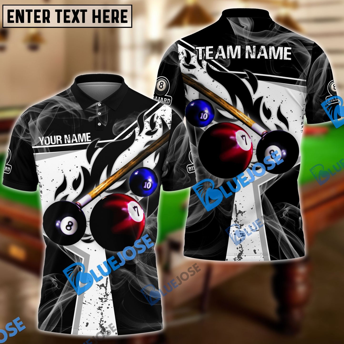 frenzidea Billiards Ball 8 Dark Flame Stroke Personalized Name, Team Name Unisex Shirt ( 6 Colors )