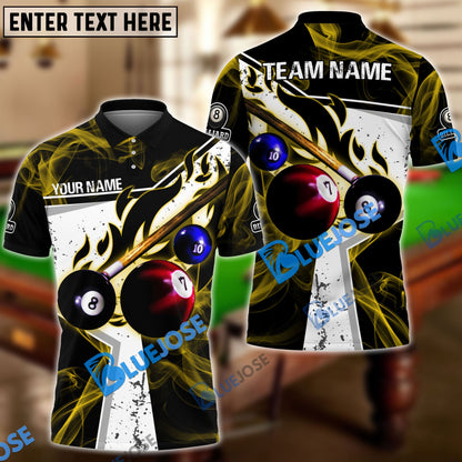 frenzidea Billiards Ball 8 Dark Flame Stroke Personalized Name, Team Name Unisex Shirt ( 6 Colors )