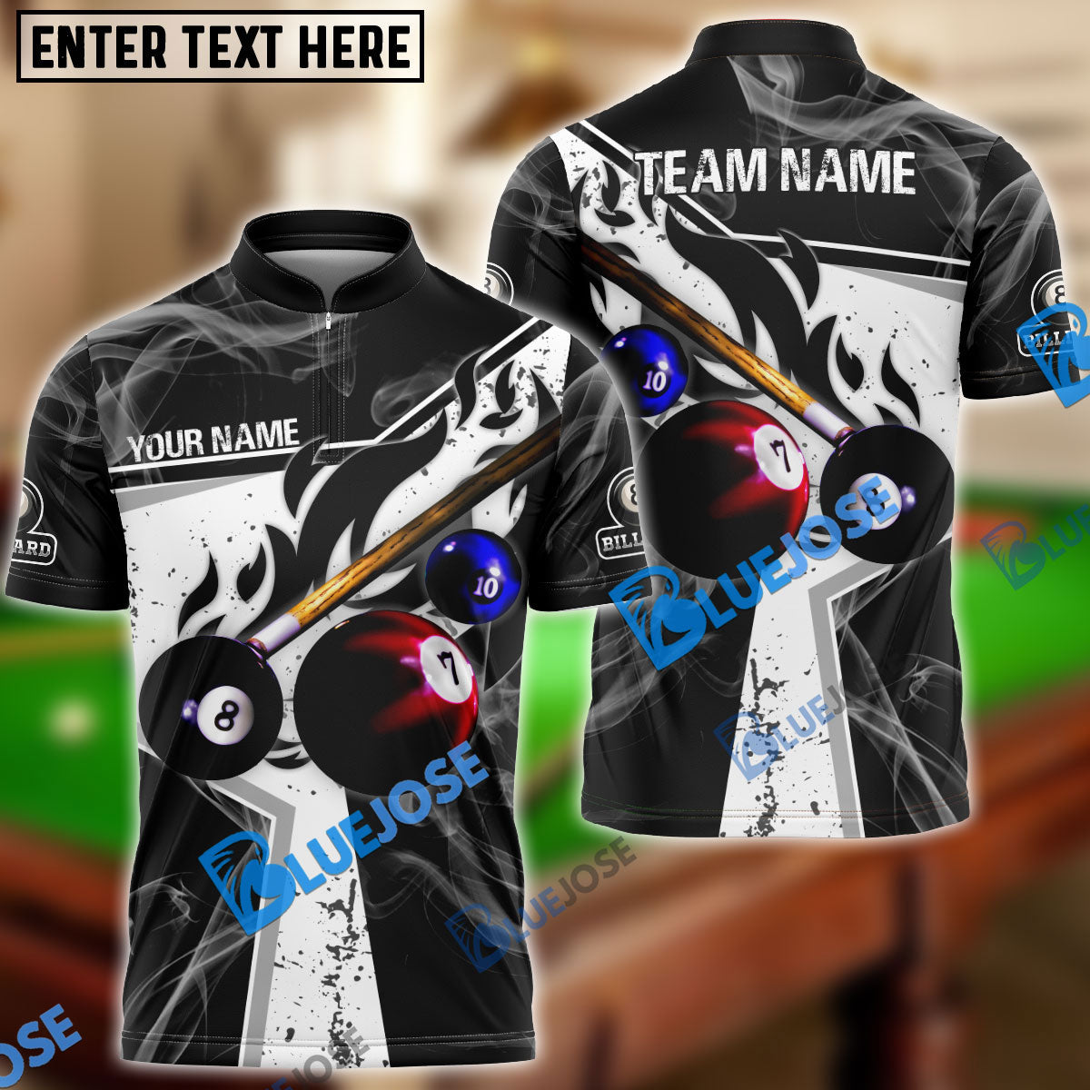 frenzidea Billiards Ball 8 Dark Flame Stroke Personalized Name, Team Name Unisex Shirt ( 6 Colors )