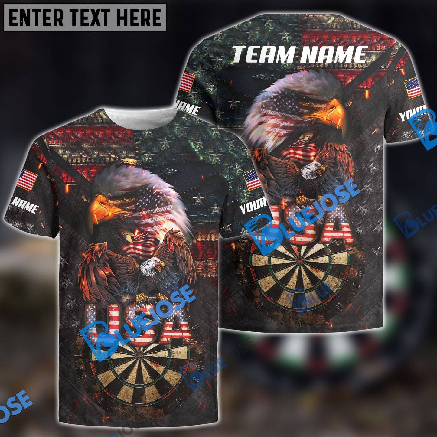 frenzidea USA Pride Eagle Darts Personalized Name, Team Name 3D Shirt