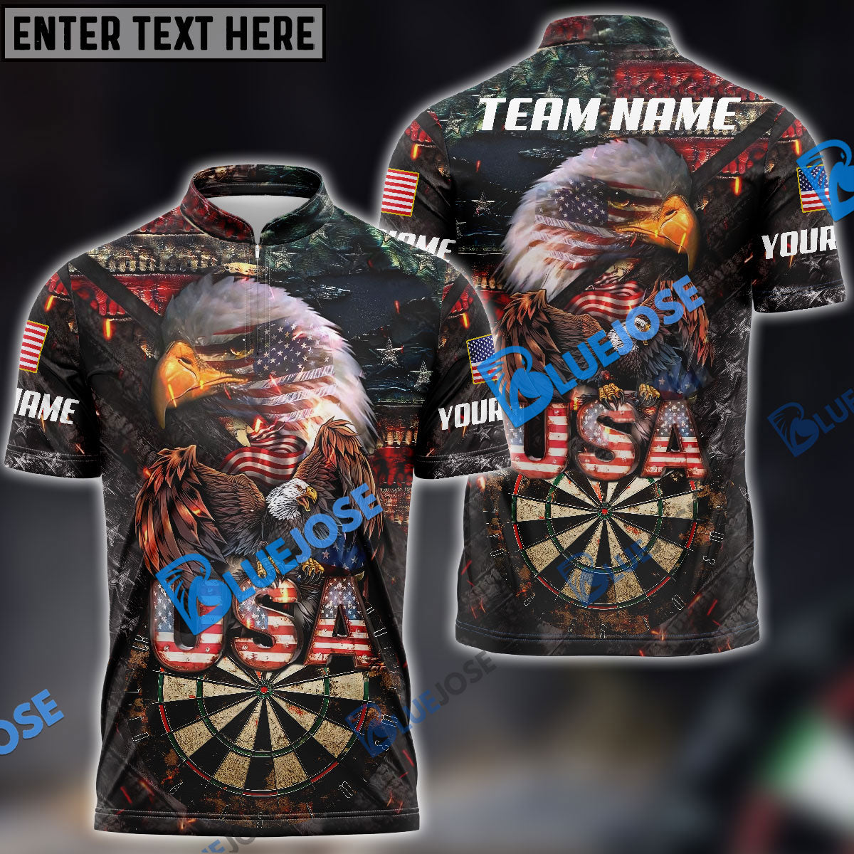 frenzidea USA Pride Eagle Darts Personalized Name, Team Name 3D Shirt