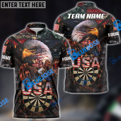 frenzidea USA Pride Eagle Darts Personalized Name, Team Name 3D Shirt