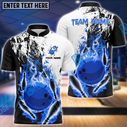 Frenzidea Bowling And Pins Burned Fiercely Customized Name 3D Shirt (5 Colors)