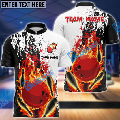 Frenzidea Bowling And Pins Burned Fiercely Customized Name 3D Shirt (5 Colors)
