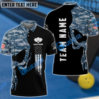 Frenzidea Pickleball Skull Camo Personalized Name, Team Name Unisex Shirt (4 Colors)