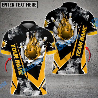 frenzideas Bowling And Pins Flame Declare War Customized Name 3D Shirt (5 Colors)