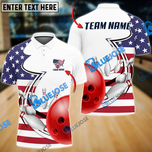 frenzidea Bowling And Pins American Curve Strike Customized Name 3D Shirt (4 Colors)