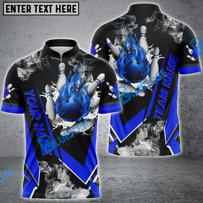 frenzideas Bowling And Pins Flame Declare War Customized Name 3D Shirt (5 Colors)