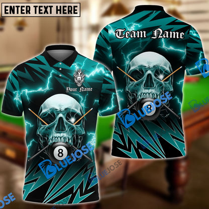 Frenzidea Billiards Ball 8 Deadly Thunder Skull Personalized Name, Team Name Unisex Shirt ( 6 Colors )