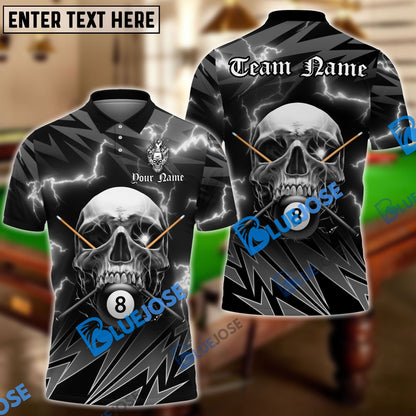 Frenzidea Billiards Ball 8 Deadly Thunder Skull Personalized Name, Team Name Unisex Shirt ( 6 Colors )