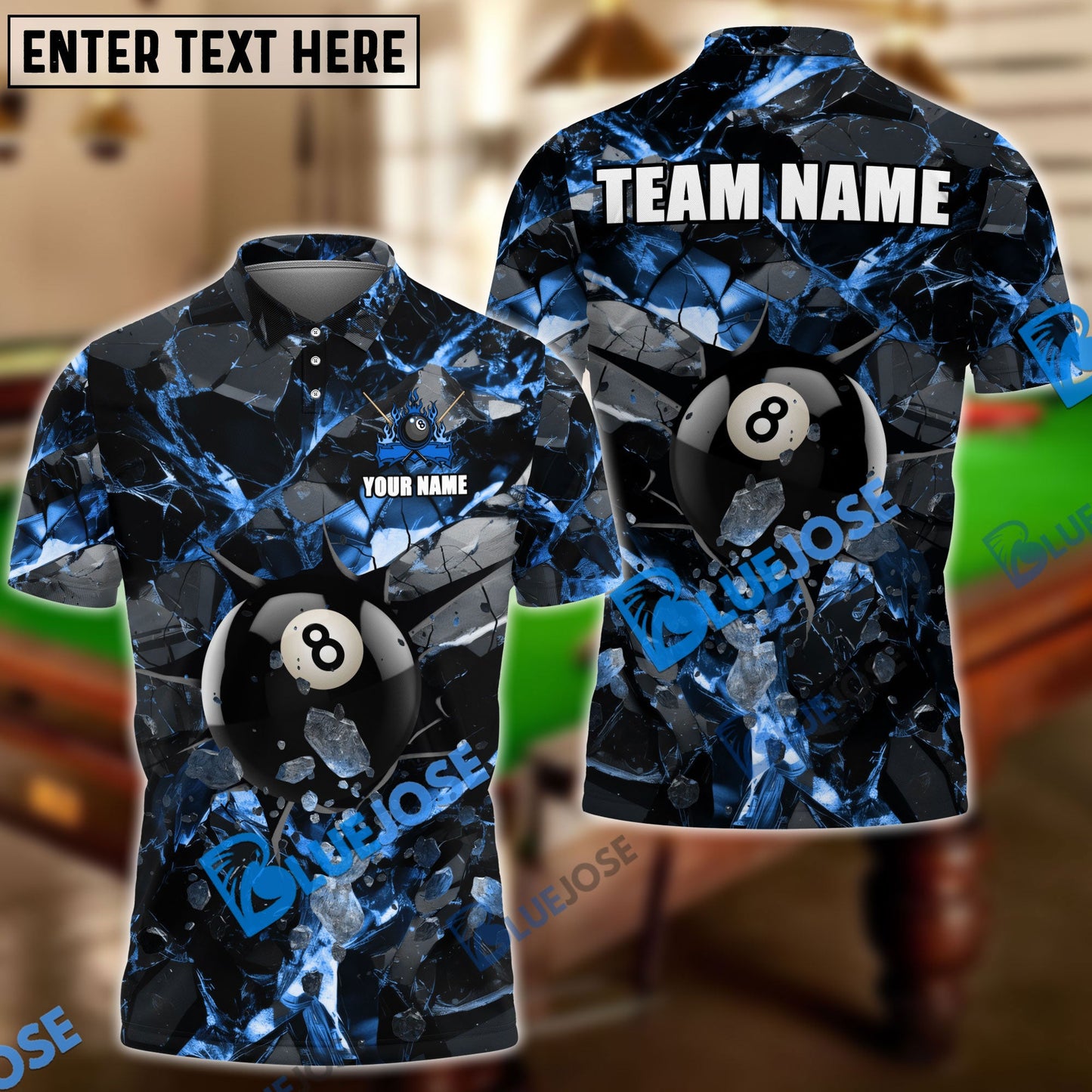 Frenzidea Billiards Ball 8 Dark Material Personalized Name, Team Name Unisex Shirt ( 6 Colors )