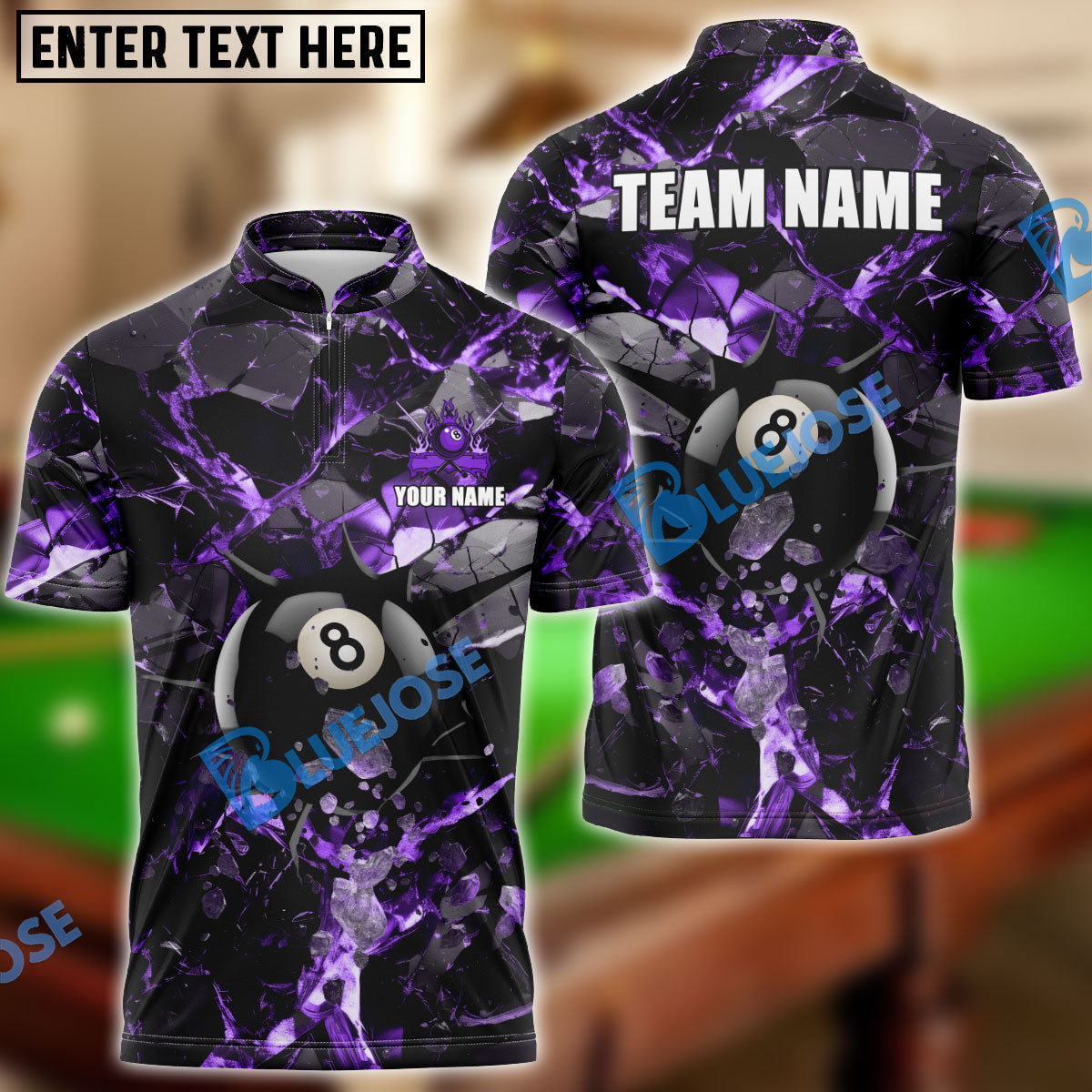 Frenzidea Billiards Ball 8 Dark Material Personalized Name, Team Name Unisex Shirt ( 6 Colors )