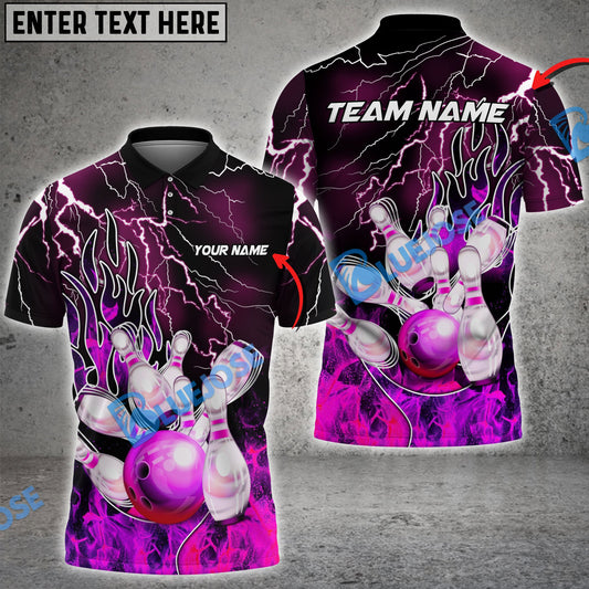 frenzideas Bowling And Pins Electro And Pyro Customized Name 3D Shirt (6 Colors)
