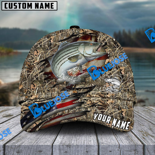 Frenzidea Personalized Striped Bass Premium Crack Camo Fishing Classic Cap