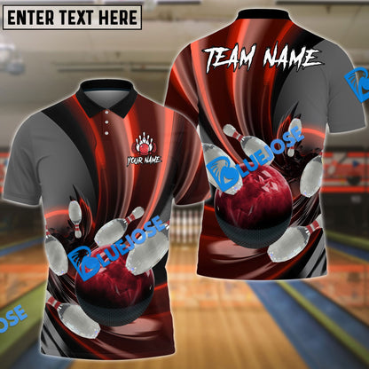 Frenzideas Bowling And Pins Glass Way Multicolor Customized Name 3D Shirt ( 4 Colors )