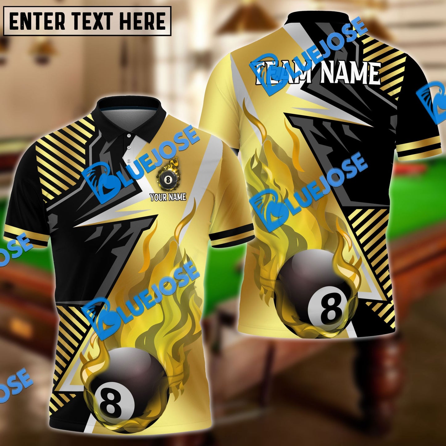 Frenzidea Billiards Ball 8 Blazing Strike Personalized Name, Team Name Unisex Shirt ( 6 Colors )