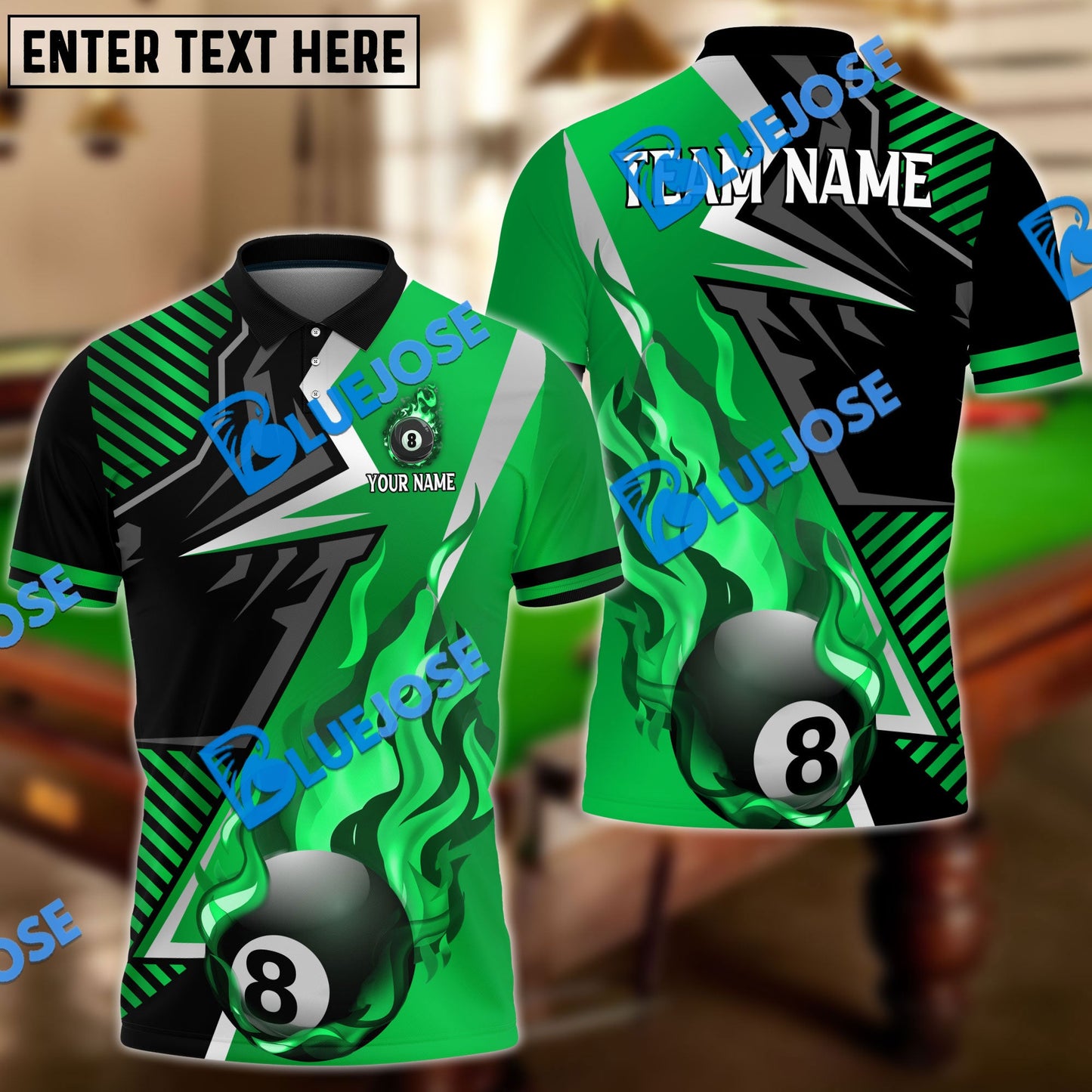 Frenzidea Billiards Ball 8 Blazing Strike Personalized Name, Team Name Unisex Shirt ( 6 Colors )
