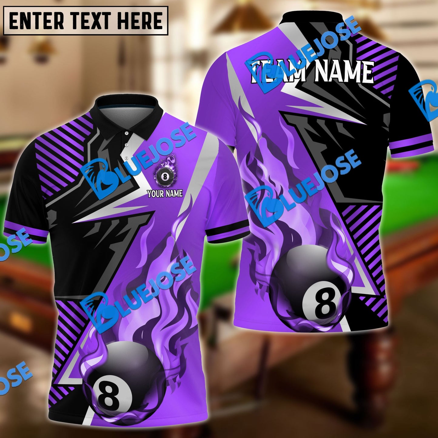 Frenzidea Billiards Ball 8 Blazing Strike Personalized Name, Team Name Unisex Shirt ( 6 Colors )
