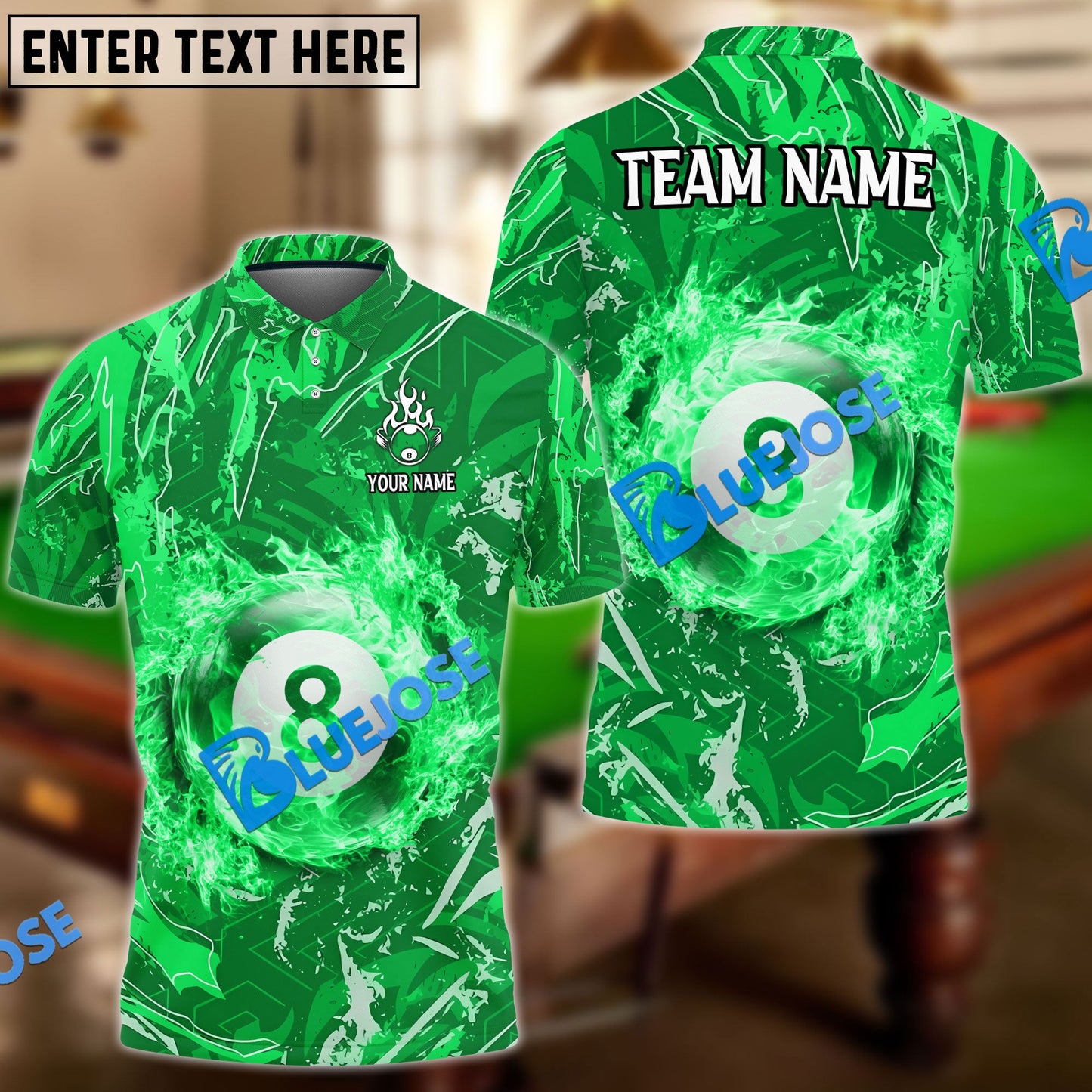 Frenzidea Billiards Ball 8 Blazing Sun Personalized Name, Team Name Unisex Shirt ( 4 Colors )
