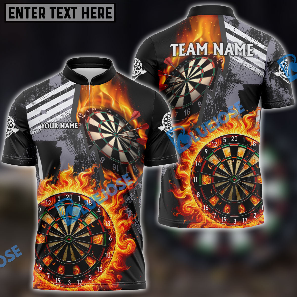 Frenzidea Darts Wall Of Flame War Personalized Name, Team Name 3D Shirt ( 5 Colors)