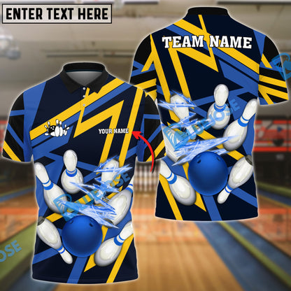 frenzidea Bowling And Pins 10000 Volt Throw Customized Name 3D Shirt (4 Colors)