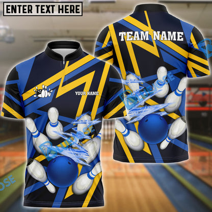 frenzidea Bowling And Pins 10000 Volt Throw Customized Name 3D Shirt (4 Colors)