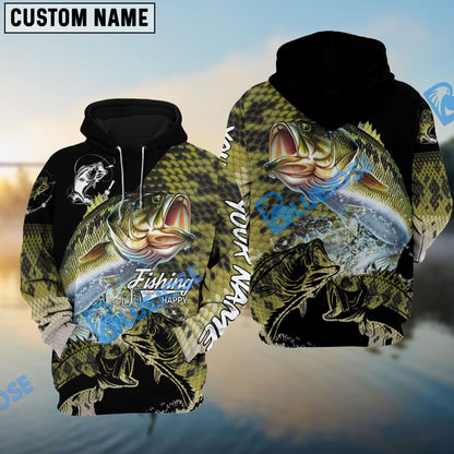 Frenzidea Bass Fishing Skin Pattern Performance Fishing Custom Name Long Sleeves