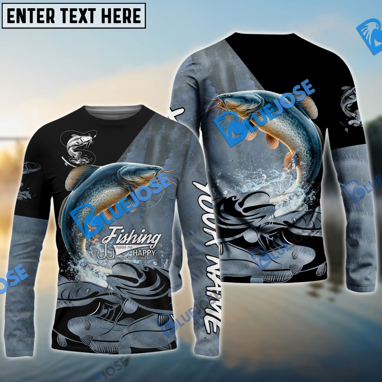 Frenzidea Catfish Fishing Skin Pattern Performance Fishing Custom Name Long Sleeves