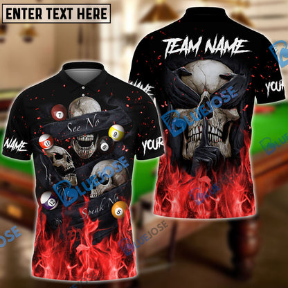 frenzidea Billiards Flaming Blinding Skull Personalized Name, Team Name Unisex Shirt ( 6 Colors )